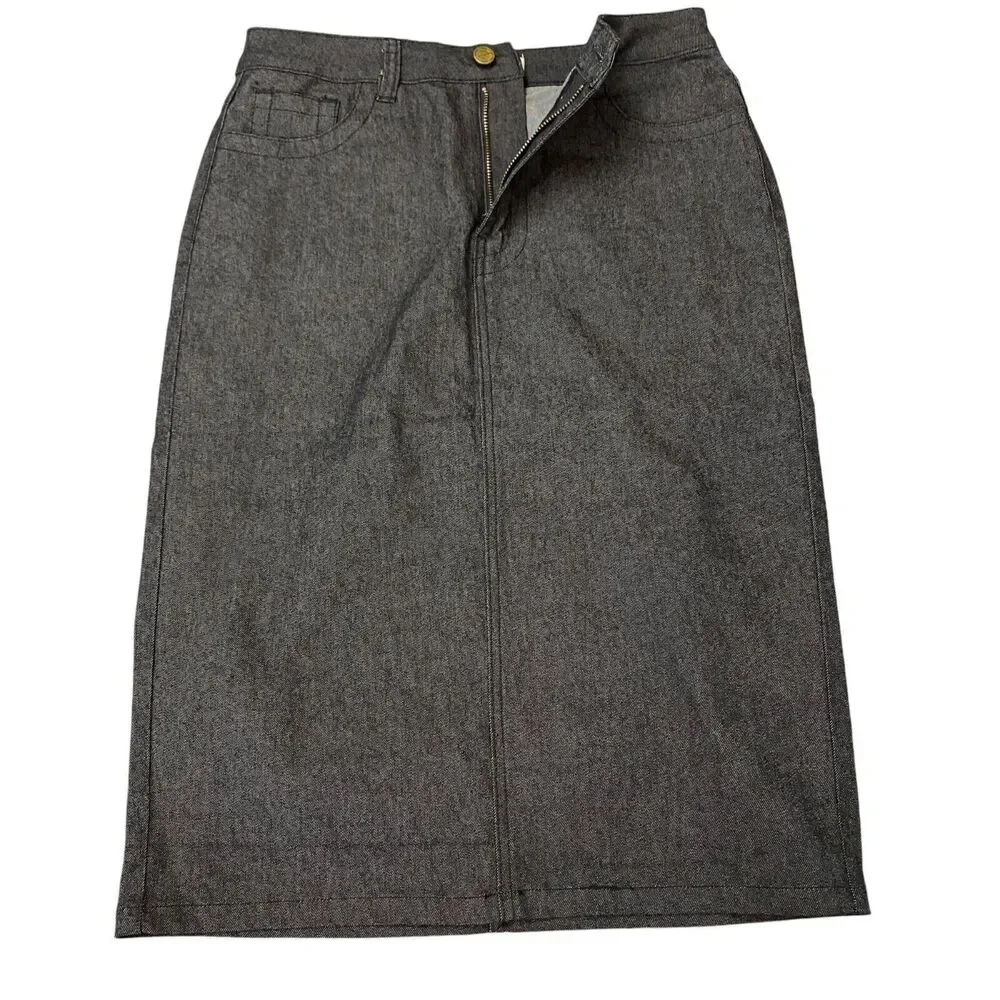 The Main Street‎ Exchange Skirt Womens 6 Black Denim Stretch Regular Fit